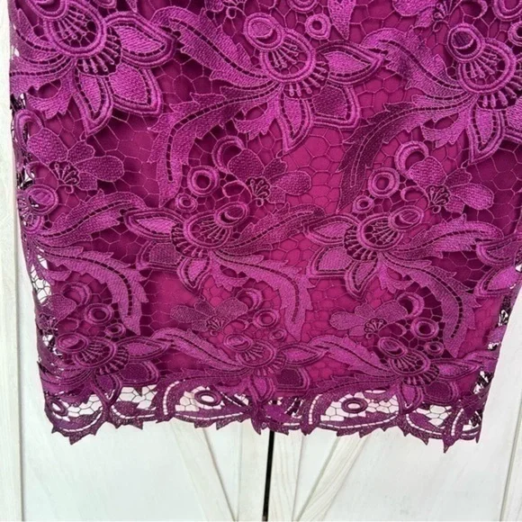 💋LAUREN RALPH LAUREN NEW Women's fuchsia Purple Lace Sleeveless Sheath Dress 12 - Picture 7 of 10